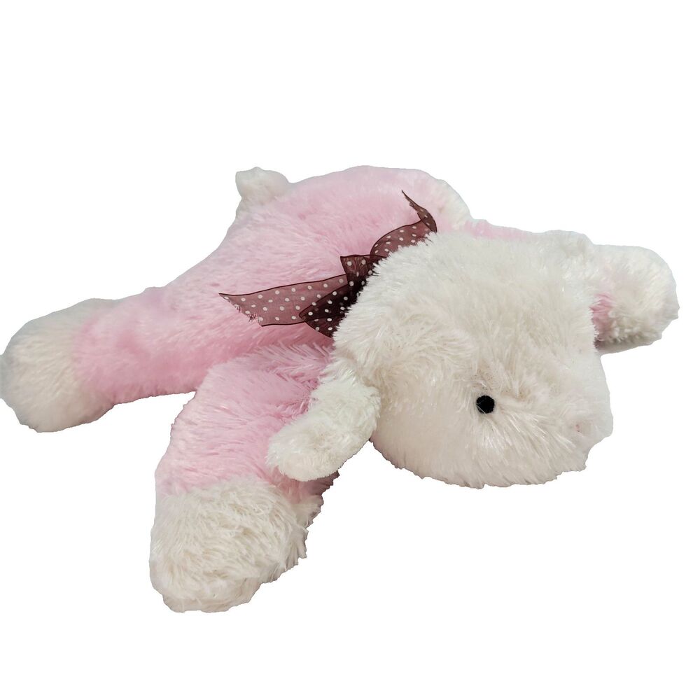 Carters Baby's First Floppy Lamb Plush 10" Lovey Fluffy Pink White Polka Dot Bow